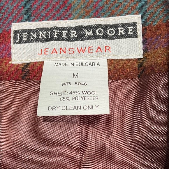 Vintage Jennifer Moore Blazer Women's Medium Multi-Color Plaid Wool Blend Jacket - Picture 9 of 11